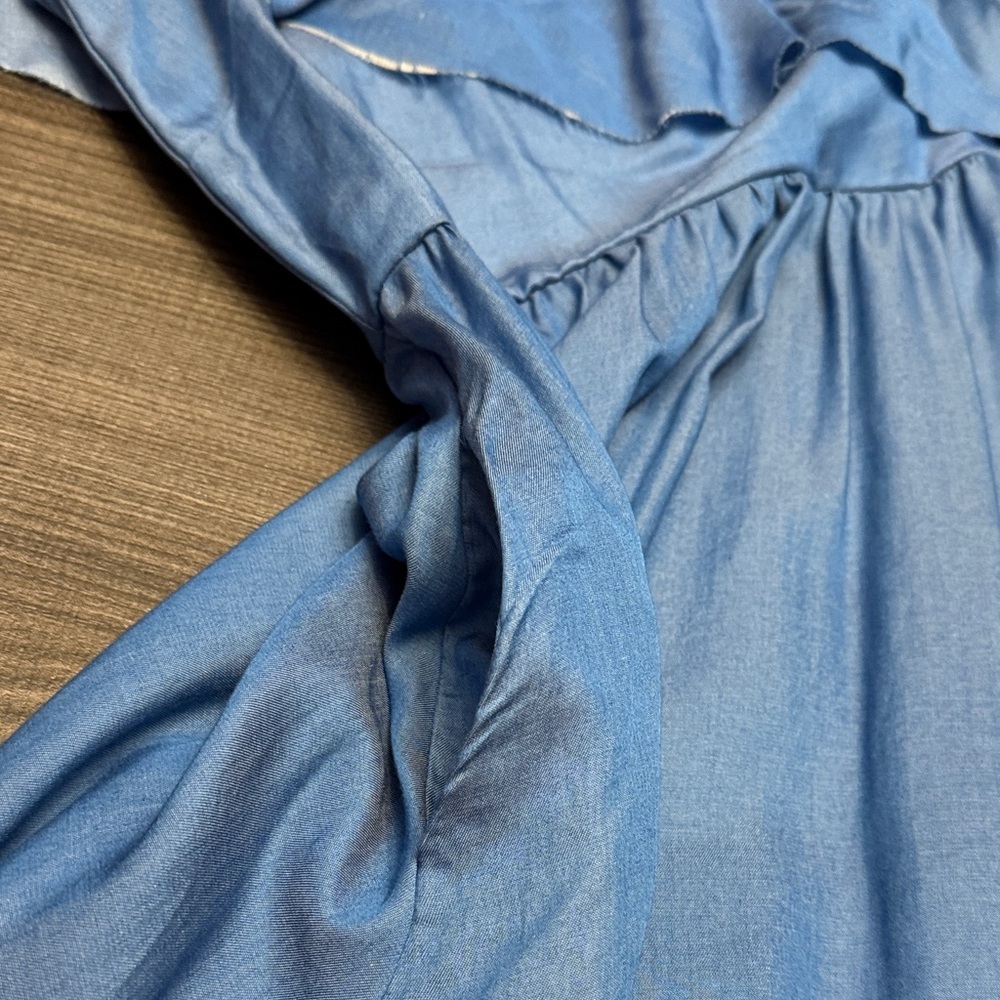 Zara Sky Blue Off-Shoulder Midi Dress - Picture 4 of 6